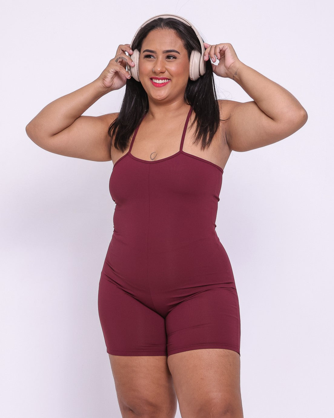 Macaquinho Fitness Básico Curve Plus Size Malte