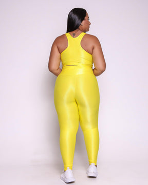 Conjunto Fitness Curve Plus Size Amarelo